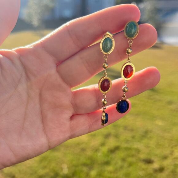 Anthropologie Jewelry - Anthropologie Multicolored Dangle Earrings With Gold Plating